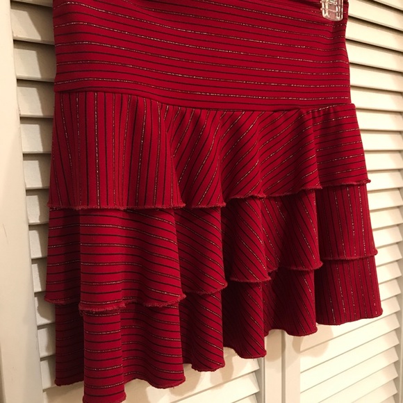 Red Ruffle Mini Skirt - Picture 2 of 6